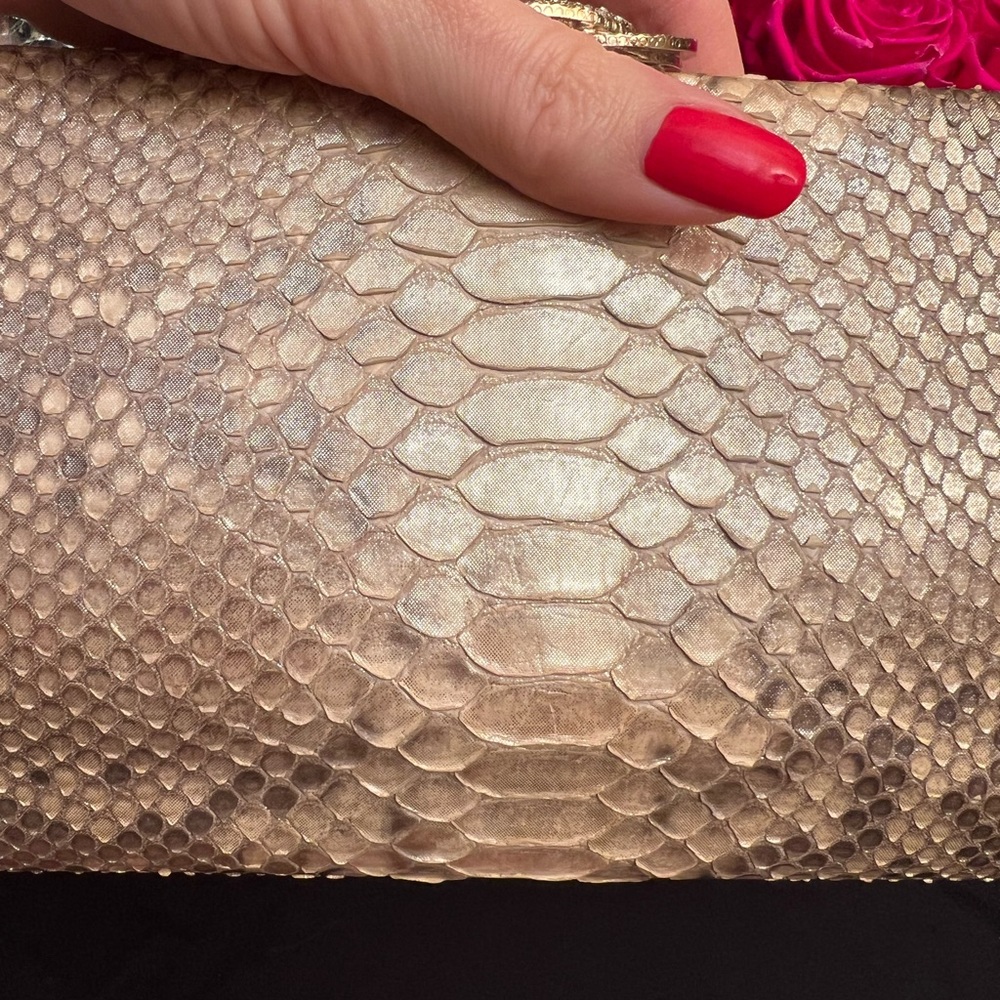 Chanel gold python clutch with crystals locker - Picture 10 of 15